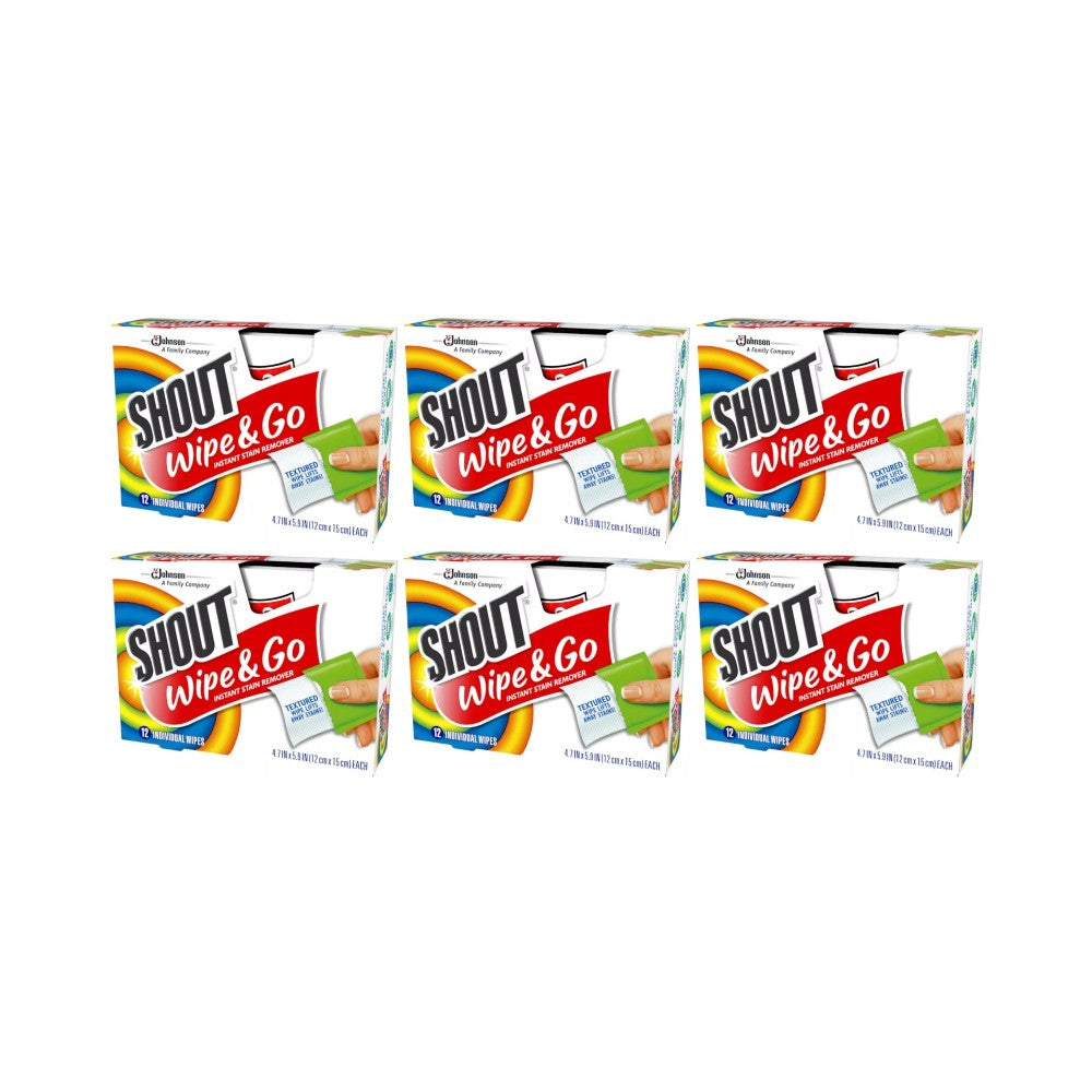 Shout Wipe & Go Instant Stain Remover Wipes 12 Count