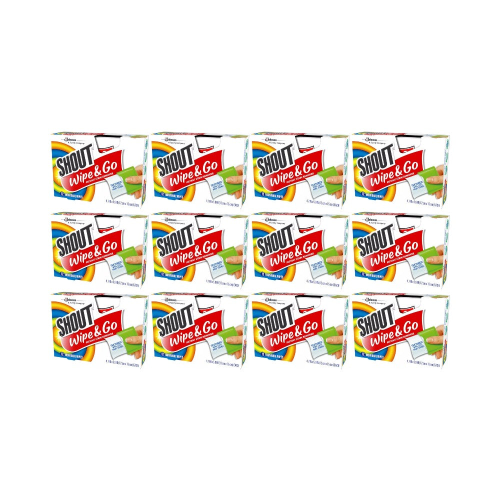 Shout Wipe & Go Instant Stain Remover Wipes 12 Count