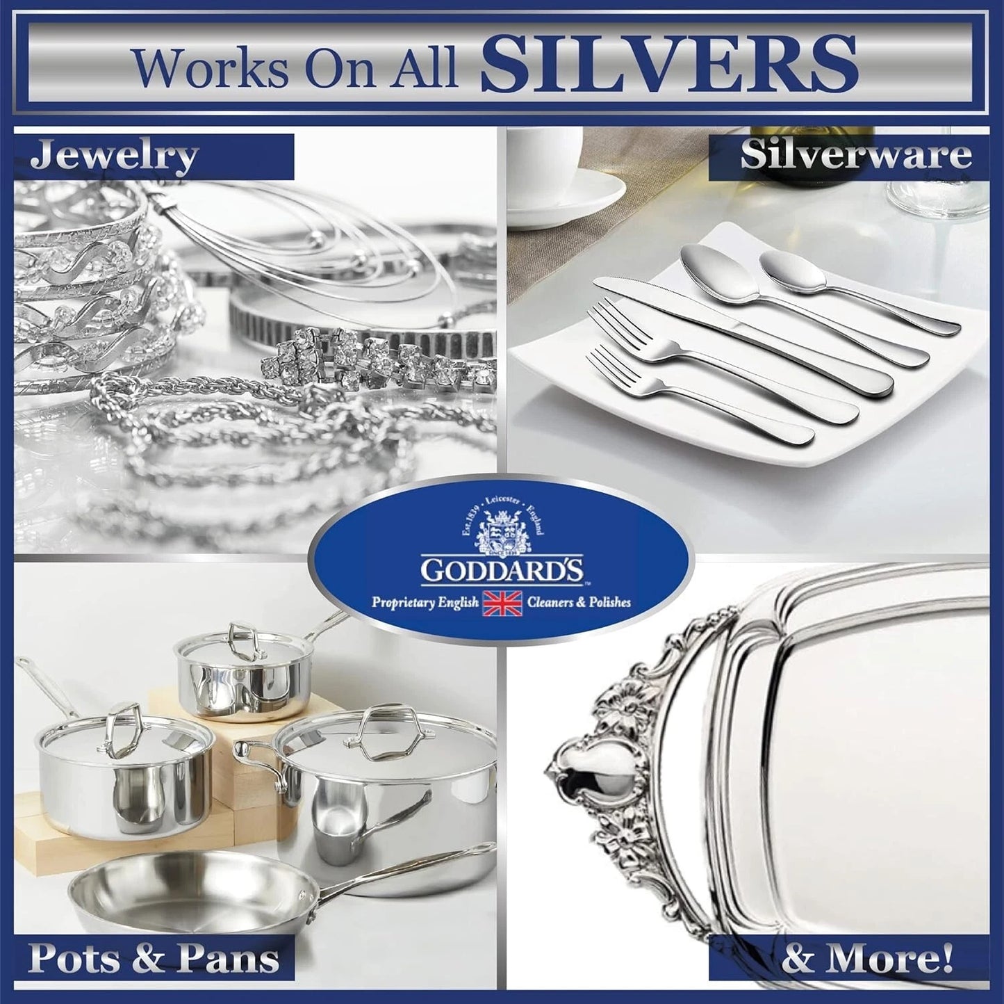 Goddards Silver Polish Foam 6oz (170g) & Silver Polish Cloth